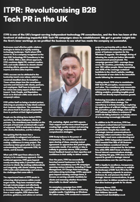 SME News Article - ITPR Revolutionising B2B Tech PR in the UK