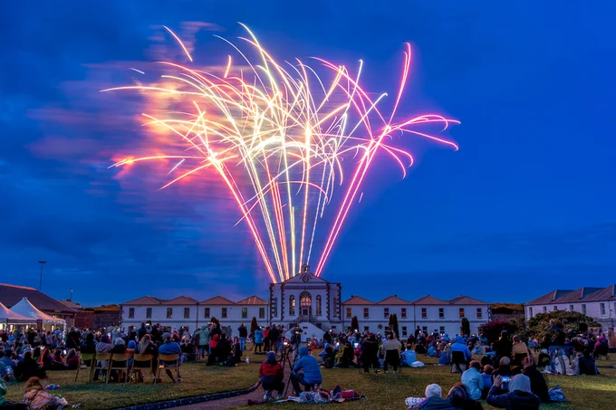 Fireworks light up the sky above Fort Mitchel on Spike Island