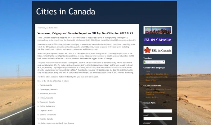 picture of Vancouver, Calgary and Toronto Repeat as EIU Top Ten Cities for 2022 & 23 blog post

https://cities-in-canada.blogspot.com/2023/06/vancouver-calgary-and-toronto-repeat-as.html

#Vancouver  #Calgary #Toronto #EIUTopTenCities