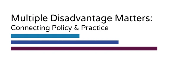 Promotional graphic that reads: Multiple Disadvantage Matters: Connecting Policy & Practice