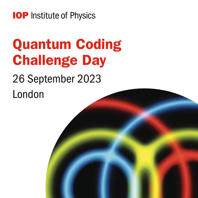 Image with the text Quantum Coding Challenge Day on 26 September 2023 in London. 