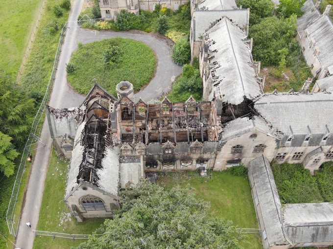 Photo credit: County Durham & Darlington Fire and Rescue Service showing damage caused by fire at Ushaw to St Aloysius Chapel, and the Ushaw Junior Seminary. 