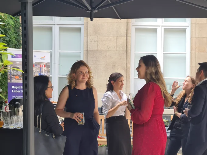 Attendees at an Open Trade Project event at the UK Residence in Brussels.