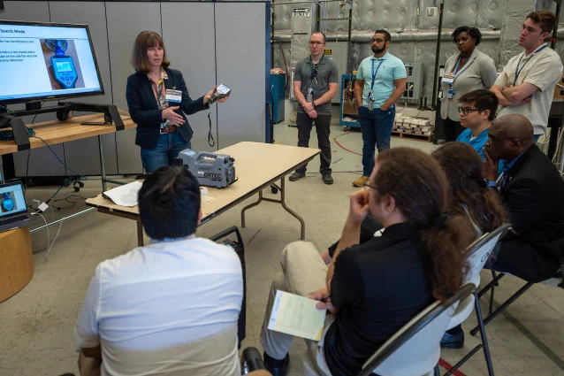 An LLNL scientist leads a weapons-verification course by teaching about handheld radioisotope identification instruments.