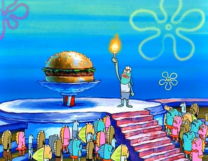 Meme da cerimônia de abertura olímpica do Bob Esponja.