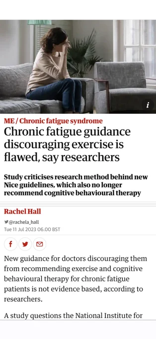 Screenshot of the Guardian article postulating that the nice guideline for me is flawed.