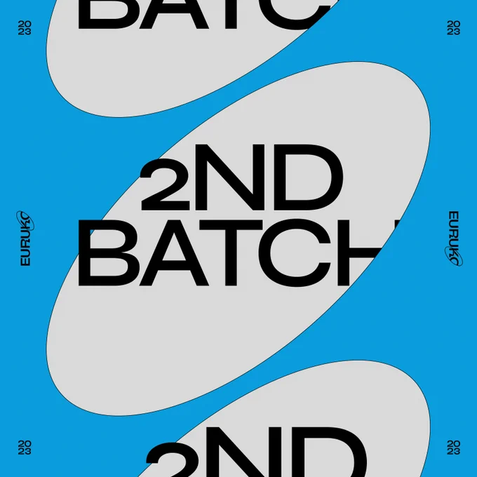 A graphic sing of Euruko 2023 with the text "2 batch".