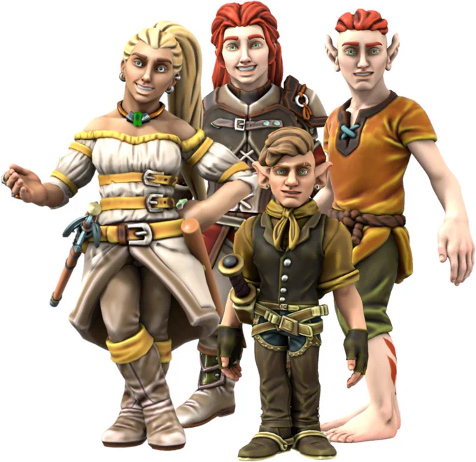 Family photo of our adventurers, made with hero forge.