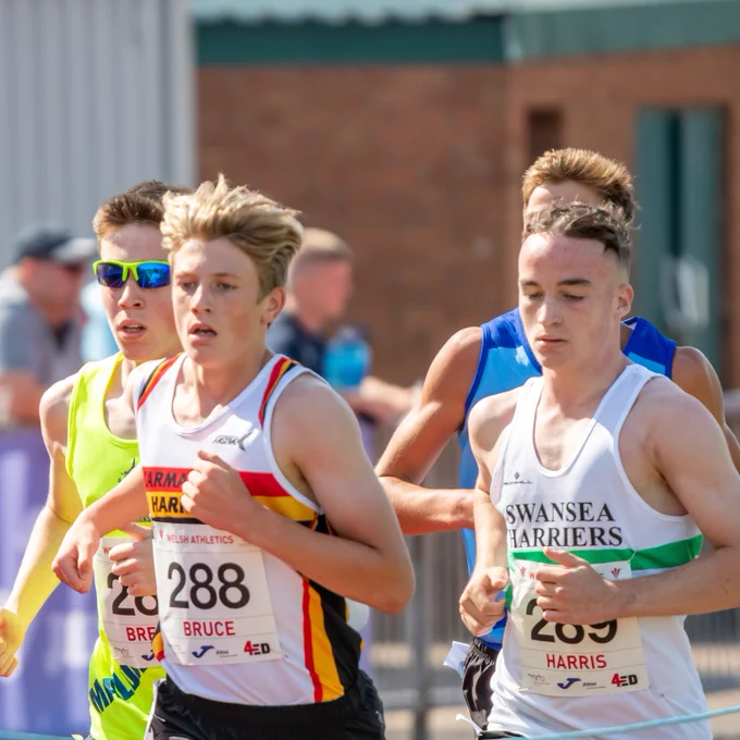 Junior athletes competing at the Welsh Junior Championships.