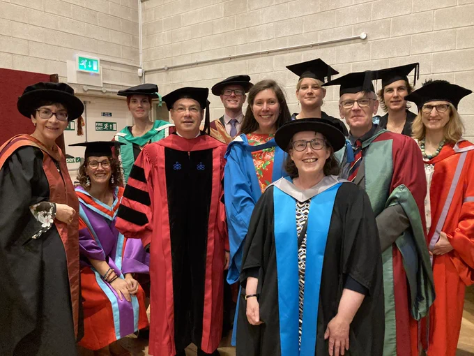 Colleagues from the School of modern languages and cultures in their academic robes