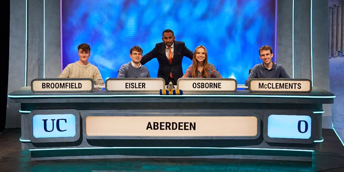 University of Aberdeen University Challenge Team with host Amol Rajan