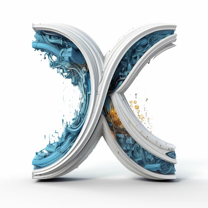 Letter "X", icon, biomorphic, futuristic, white background --s 250