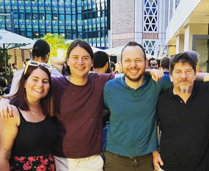 Some employees at a social during Drupal Dev Days 2023 in Vienna.