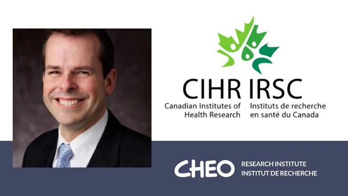 Photo of Dr. Kyle Cowan and CIHR and CHEO Research Institute logos
