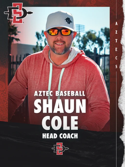 Aztec Baseball - Shaun Cole Head Coach Hiring Graphic - 07.25.23