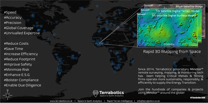 Terrabotics' mining terrain mapping and intelligence projects around the globe. Join 100s of customers using Terrabotics' proprietary rapid 3D mapping service to reduce costs, improve safety, and increase efficiency!