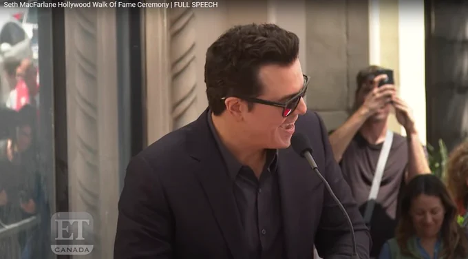 Seth MacFarlane gives acceptance speech for the Hollywood Walk of Fame (April 23, 2019). Image.