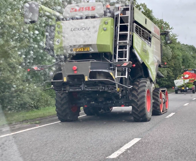 A brand new combine harvester (Claas) for which someone has the key. On the A303.