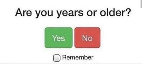 Are you years or older website prompt screenshot