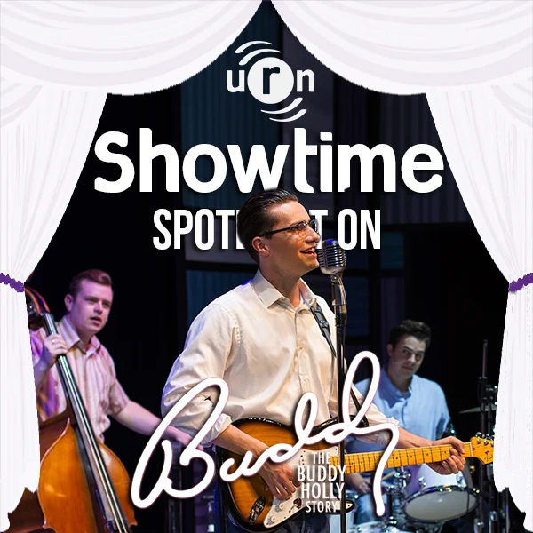 URN Showtime - Spotlight On... Buddy - The Buddy Holly Story

White theatre curtains frame a photo of (left to right) Joe Butcher as bassist Joe B. Maudlin, AJ Jenks as Buddy Holly & Josh Haberfield as drummer Jerry Allison in 'Buddy - The Buddy Holly Story'.

Photo credit: Rebecca Need-Menear