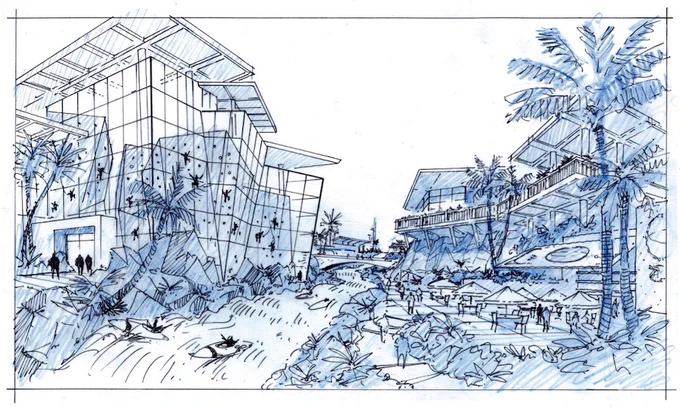 Sketch for mixed-use development by Terry Brown