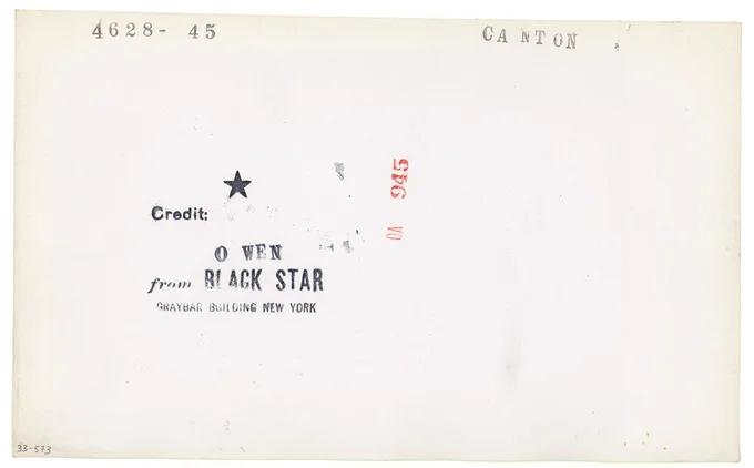 A verso of a photograph from the Black Star Collection, The Image Centre.