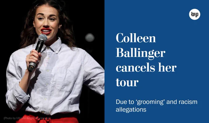 Colleen Evans alias Miranda Sings in Theater am Tanzbrunnen Köln. The caption reads, “Colleen Ballinger cancels tour amid ‘grooming’ and racism allegations.” (Photo by Ullstein Bild/Getty Images)