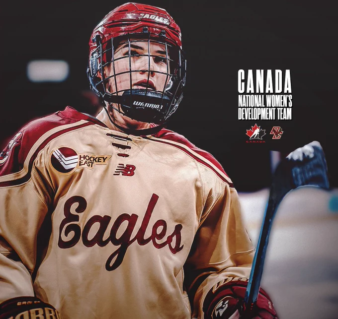 Abby Newhook cutout next to Canada National Women's Development Team text and Hockey Canada and BC logo.