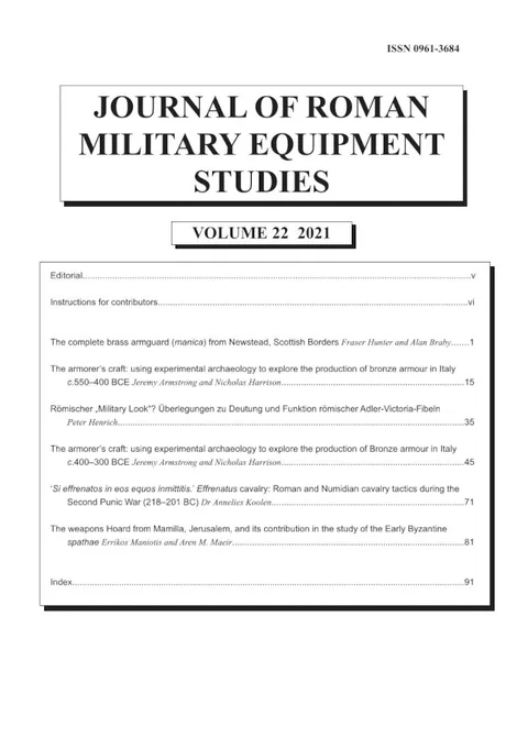 Front cover of Journal of Roman Military Equipment Studies 22