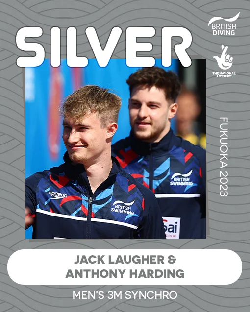 A silver medal graphic showing Jack Laugher and Anthony Harding 