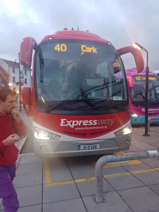 A photo of 151-D-6216, a Scania Irizar i6 operated by Bus Eireann branded as Expressway, running on route 40 to Cork. Taken at Waterford Bus Station.