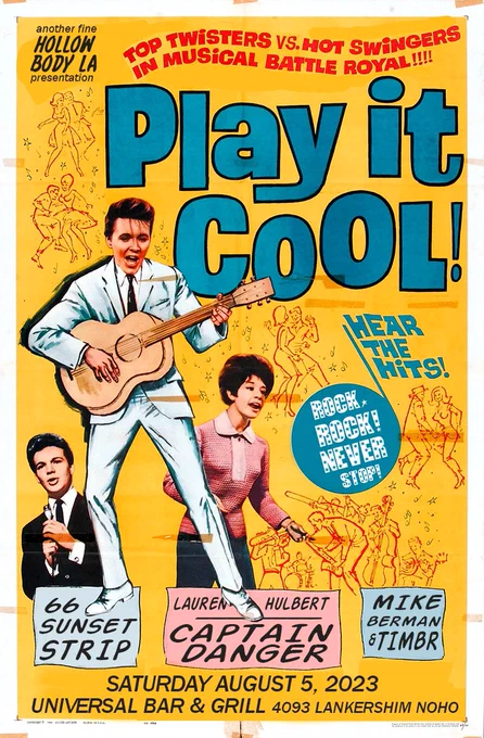 Poster for a concert at Universal Bar and Grill, Aug 5, Mike Berman & TIMBR