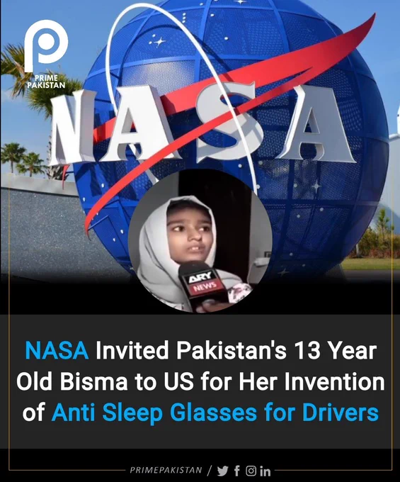 Salangi has invented a pair of anti-sleep glasses designed to prevent drivers from falling asleep at the wheel, ultimately reducing accidents and promoting road safety. 

Her innovation caught the attention of NASA, and she has been invited to their camp to further develop her skills and create more brilliant devices. In an interview with ARY, Salangi emphasized the capabilities of Pakistanis and the importance of determination in achieving remarkable feats.

Drowsy driving poses a significant risk to drivers and others on the road, and it is a pressing issue in Pakistan and worldwide. Fatigue-related accidents account for a considerable portion of road traffic incidents globally, according to the World Health Organization. 

Drowsy drivers experience decreased alertness, microsleep episodes, impaired decision-making, and an increased likelihood of drifting or departing from their lane. Raising awareness about the dangers of drowsy driving, recognizing signs of fatigue.