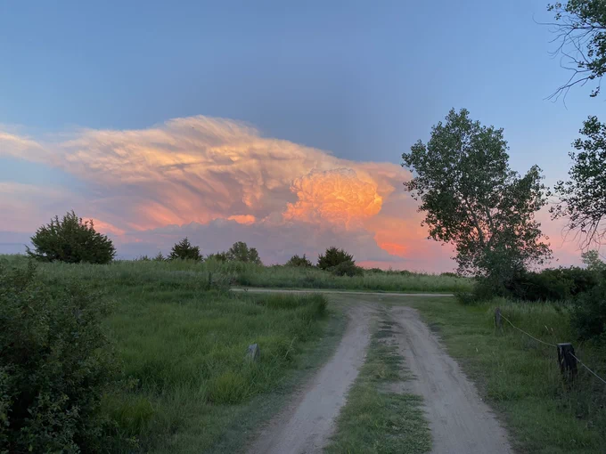 Photo of supercell at sunset