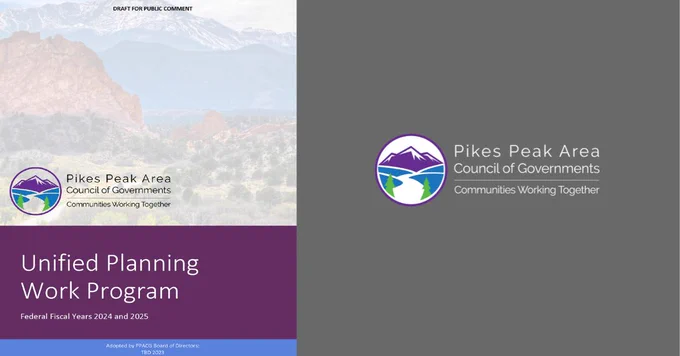 The front cover of the Unified Planning Work Program with the logo for the Pikes Peak Area Council of Governments.