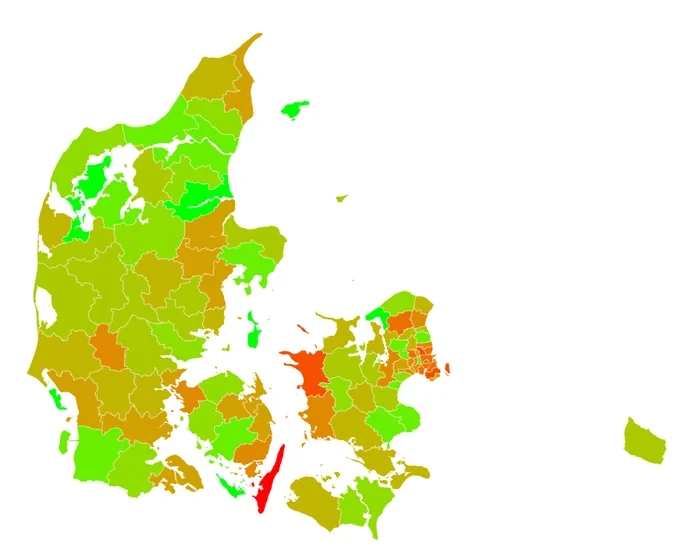 Hjertestartere pr. 100 personer i de danske kommuner