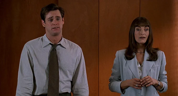 Jim Carrey and Amanda Donohoe in Liar Liar (1997)