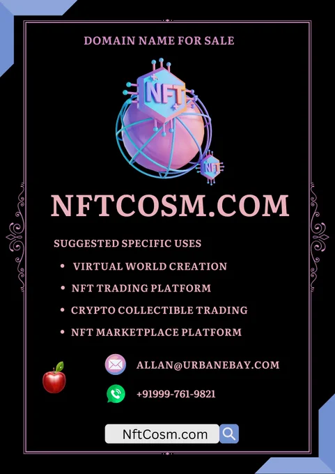 NFTCosm.com is a dynamic and captivating domain name that evokes images of innovation and exploration. NFT stands for non-fungible tokens, which are digital assets that represent ownership of unique items such as art, music, and videos. The name conjures thoughts of a vast and limitless universe of possibilities for these tokens, with NFTCosm.com serving as the gateway to this exciting new frontier. The short and punchy 7-letter, 1-syllable name is easy to remember and lends itself well to branding. This name is perfect for startups in the blockchain and cryptocurrency space, as well as companies exploring the potential of NFTs in art, entertainment and beyond the Virtual NFT Verse.

#Crypto #Digital #Currency #specie #legaltender #defi  #Metaverse #nft #News  #Digital #Money & #Assets #Latest #Crypto #News #Bitcoin #blockchain #blockchaintechnology #technology #cryptoplatform #cryptocurrencies #cryptocoin #starttrading #cryptocurrency #nfttokens #token #tokens #hns #defi #dapp #dao 