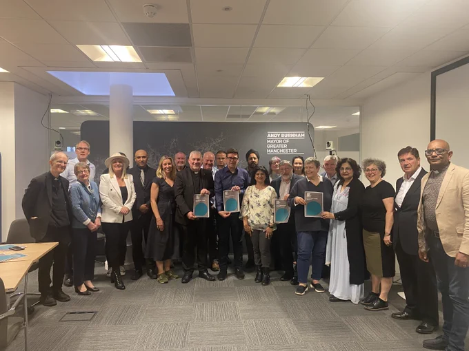Mayor of Greater Manchester, Andy Burnham with the GM Faith and Belief Advisory Panel and invited guests from the recent visit to Rome
