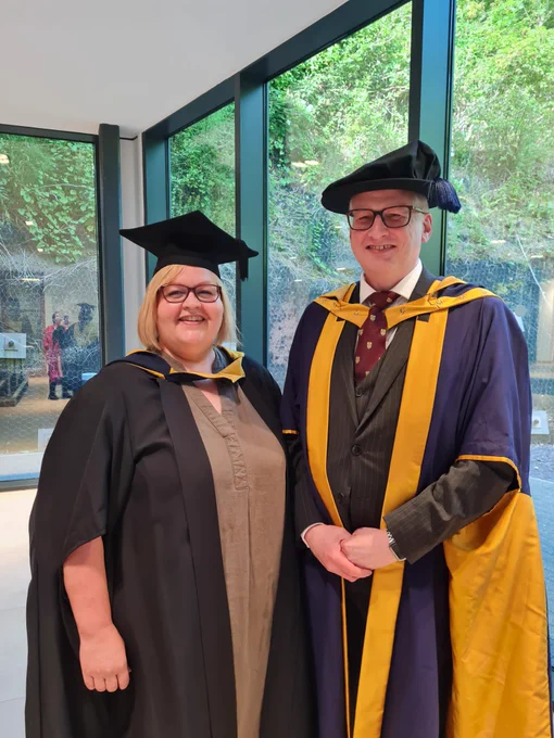 Llinos Spargo, Graduate School, and Dr Paul Davies, Dean of the faculty of Computing, Engineering and Science