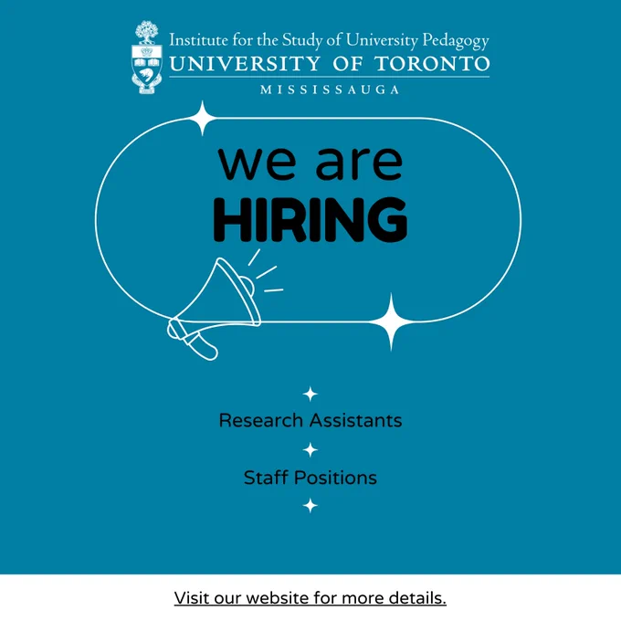 Institute for the Study of University Pedagogy. We are hiring. Research assistants. Staff positions. Visit our website for more details.