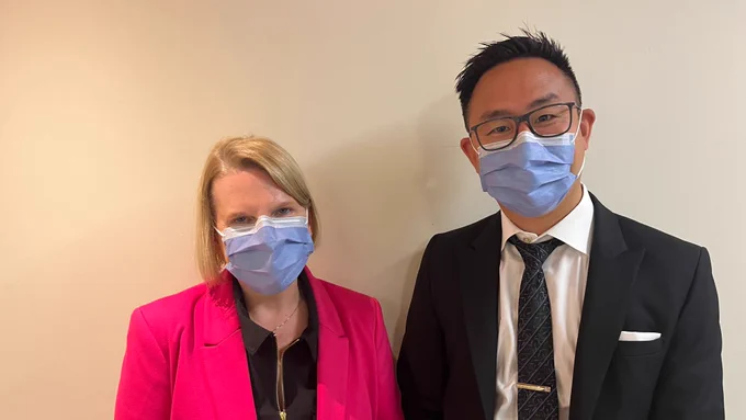 Minister of Health Sylvia Jones and OMA President Dr. Andrew Park at CHEO Hospital in Ottawa. 