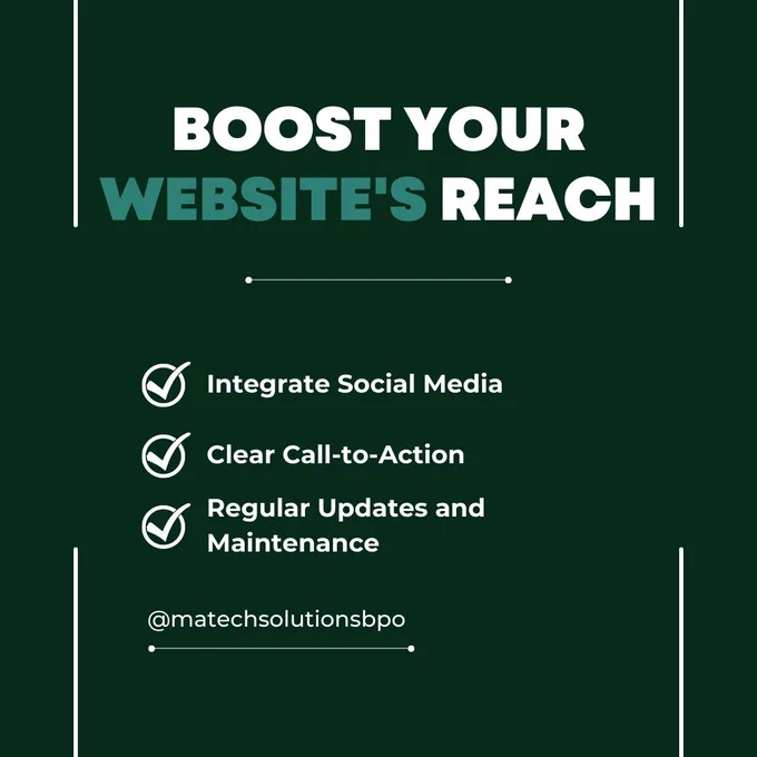 » Integrate Social Media:
Social media integration can significantly enhance your website's reach and engagement. Integrate social media sharing buttons to allow visitors to share your content easily. Display social media feeds or embed relevant posts to showcase your online presence. Encourage visitors to connect with your social media accounts, expanding your online community.

» Clear Call-to-Action:
Every successful website needs a clear call-to-action (CTA). Define the primary action you want visitors to take, whether it's making a purchase, signing up for a newsletter, or contacting you. Place prominent and visually appealing CTAs strategically throughout your website to guide visitors towards conversion.

» Regular Updates and Maintenance:
A successful website requires regular updates and maintenance. Keep your content fresh and up-to-date by regularly publishing new articles, blog posts, or product updates.