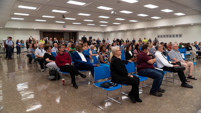 The audience at the groundbreaking