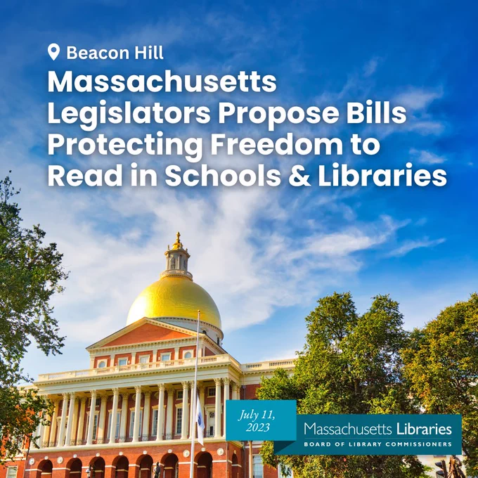 Massachusetts Legislators propose bills protecting freedom to read in schools and libraries (Senator Oliveira's Bill SD.2679, Senator Cyr's Bill SD.2673 and Representative Saunders' Bill HD.4443.  For more visit https://www.wmasspi.com/2023/07/ludlow-book-ban-attempt-spurs-its-legislators-to-protect-public-libraries.html