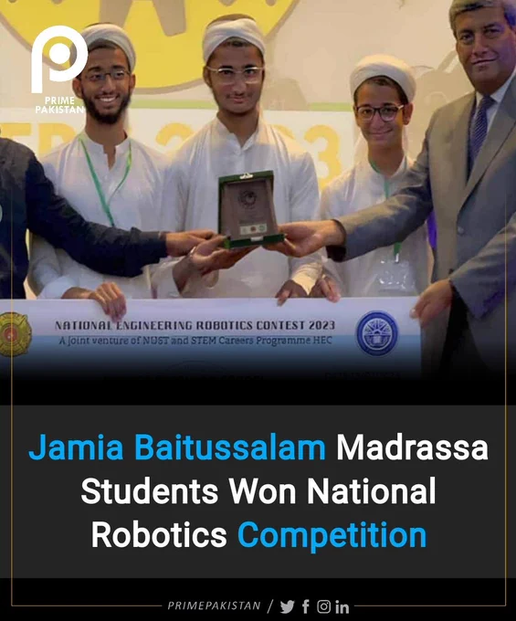 The event, held at the National University of Sciences and Technology (NUST) and organized in collaboration with the Higher Education Commission (HEC) Pakistan’s STEM Careers Programme, aims to promote robotics research in the country.

During the competition from July 11 to 15, participants from various schools, colleges, and universities across Pakistan competed in the automation and robotics categories. However, Jamia Baitussalam stood out and excelled in their performance, garnering admiration and recognition. The organization behind the Madrasa, Baitussalam Welfare Trust, expressed gratitude and credited God for their team’s outstanding achievement in the National Robotics Contest.

Jamia Baitussalam’s victory at NERC adds to their already impressive track record of winning several competitions. The students put in immense effort to prepare for this prestigious event, leading them to secure first place in the Modular School category and both first and second places in the Ready to