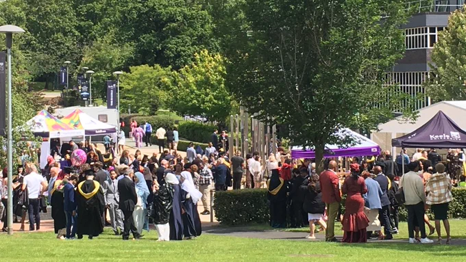 Photo of people at Keele University graduation.