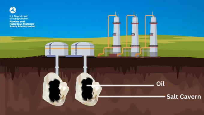 A graphic example of an underground oil storage salt cavern.