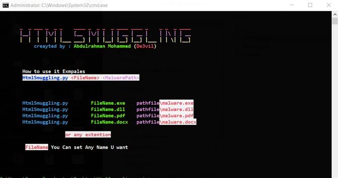 HtmlSmuggling: Malicious technique used by hackers to hide malware payloads in an encoded script in a specially crafted HTML attachment or web page.