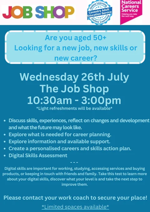 Job Shop - July 26th: 50  Digital skills assessment